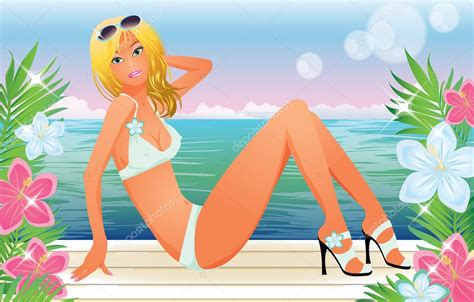 Sexy Summer Girl Vector Illustration — Stock Vector © Carodi 5917700
