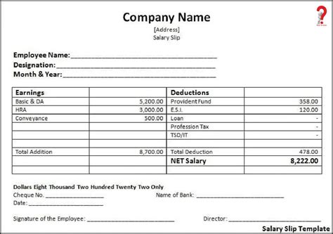 Salary Slip Format In Excel With Formula Liseoseozz