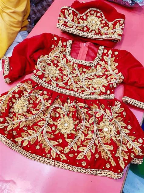 Girls Pasni Dress Set With Flower Design Red Special Occasion Ceremony