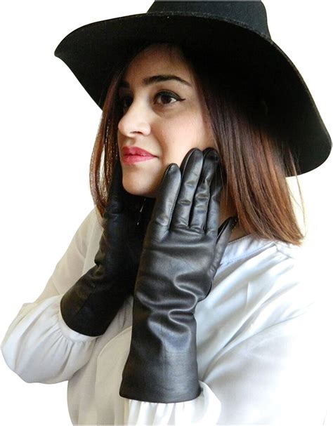 fownes women s cashmere lined black lambskin leather gloves 7 m at amazon women s clothing store