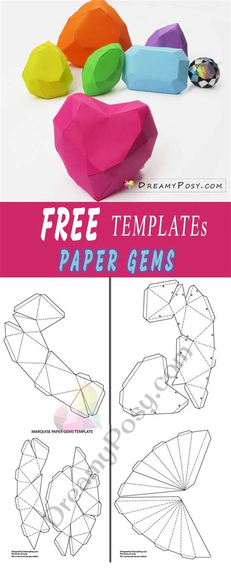 How To Make 3d Paper Gems Collection Free Templates And