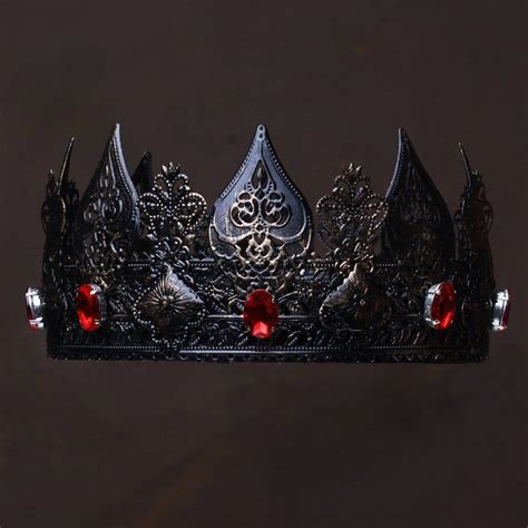 Black Red King Crown Black Gothic Crown Black Crown Black Etsy