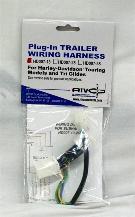 Trailer wiring is very important to towing safety. Harley Eight-Pin Plug-N-Play Motorcycle Trailer Wiring Sub-Harness - RIVCO