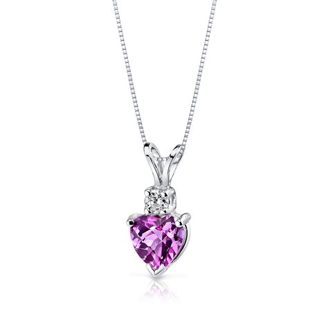 Heart Shaped Pink Sapphire And Diamond Pendant Necklace In 14k White Gold