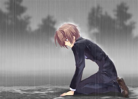 Sad Anime Boy Alone Sad Anime Boy In Rain Sad Anime