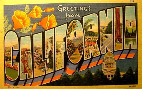 Vintage Post Card Greetings From California Vintage Postcards Travel