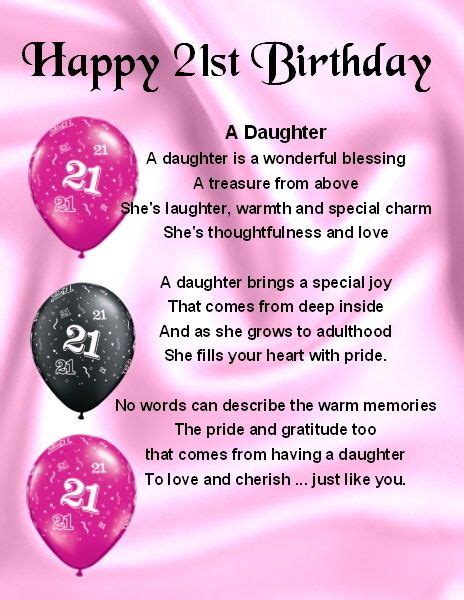 Fridge Magnet Personalised Daughter Poem 21st Birthday Free