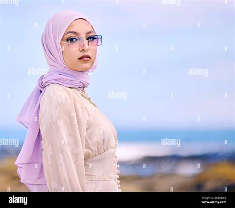 Beautiful Young Arab Woman Posing Outdoors In A Headscarf Attractive