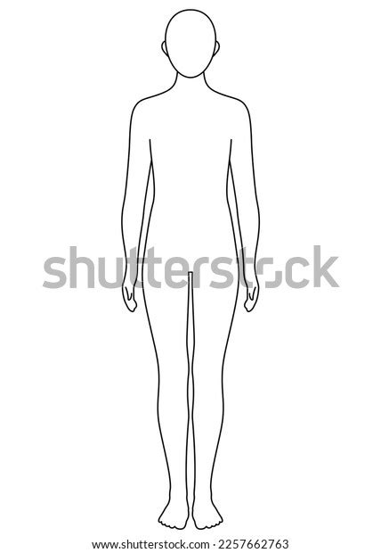 Human Body Outline Front Monochrome Illustration Stock Illustration