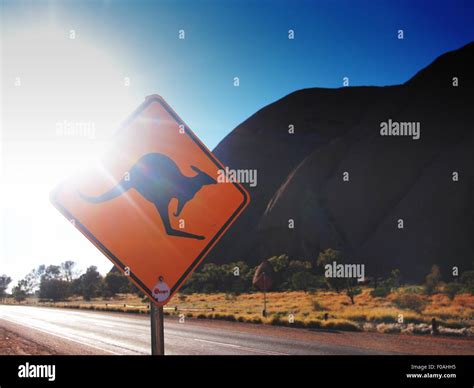 Kangaroo Street Sign Uluru Ayers Rock Australia Stock Photo Alamy