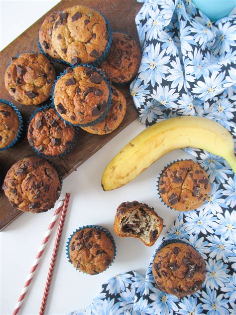 Banana Muffin With Peanut Butter And Chocolate