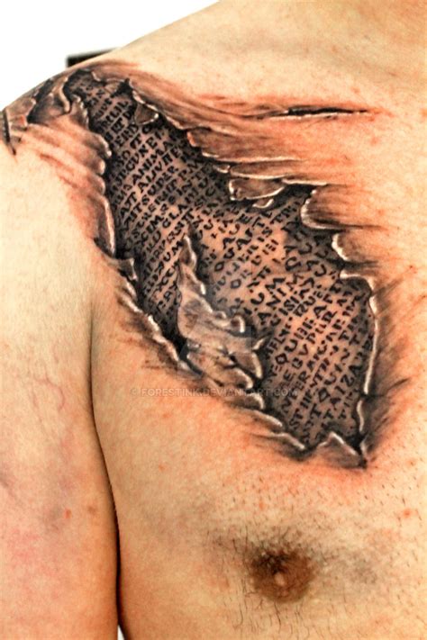 3d Torn Skin Tattoo By Forestink On Deviantart