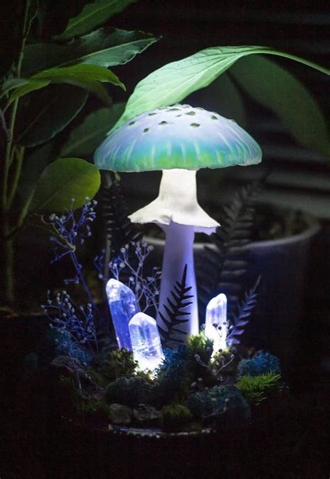 Mushroom Lamp Made To Order Blue Mushroom Lamp With Crystals Fairy