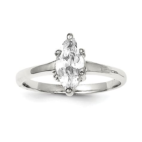 Sterling Silver Rhodium Plated Solitaire Marquise Cubic Zirconia Ring