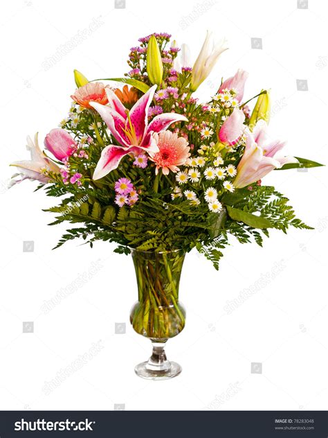 Colorful Flower Bouquet Vase Isolated On Stock Photo 78283048