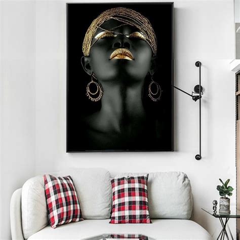 Wall Art Painting Black Woman On Canvas