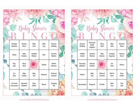 ★ 10% off and free printables when you subscribe to the greengate images email list! Spring Baby Shower Game Download for Girl | Baby Bingo ...