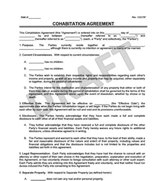 However, you can also indicate the and this is where a cohabitation agreement comes in. Cohabitation Agreement | Legal Templates