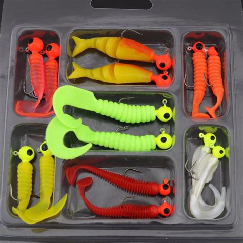 Set Of Soft Bait Lure Combination Fishing Lure Kit Grub Worm Lures Jig