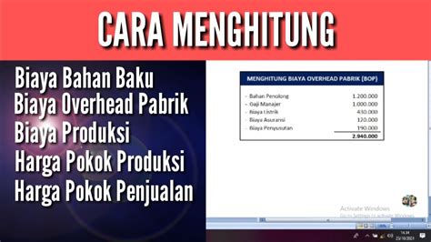 Menghitung Biaya Bahan Baku Biaya Overhead Pabrik Harga Pokok