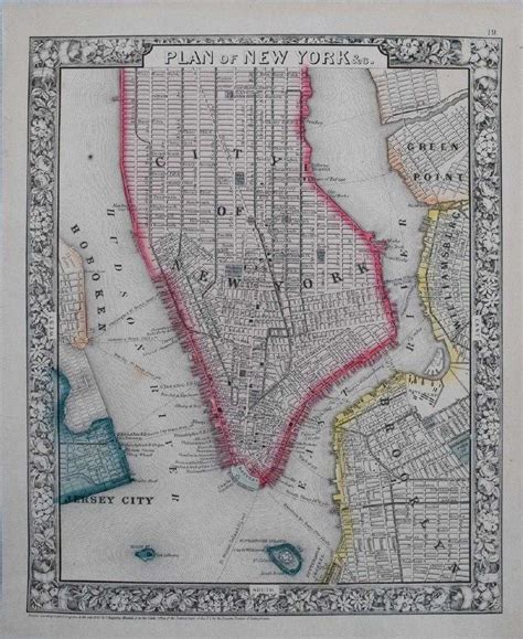 Mitchell Antique Map Of New York City 1860
