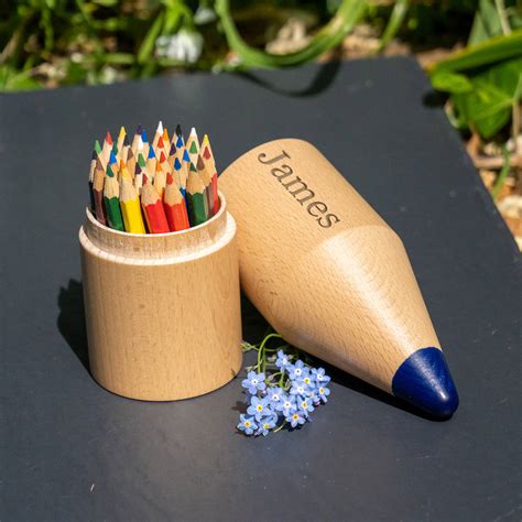 Personalised Giant Wooden Pencil Holder With Pencils By Meenymineymo ...