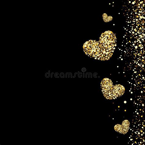 Gold Hearts On A Black Background Stock Vector Image 66904328