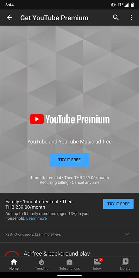Youtube Premium แพ็คเกจดูคลิปแบบไม่มีโฆษณาและดูแบบปิดจอได้ เปิดให้