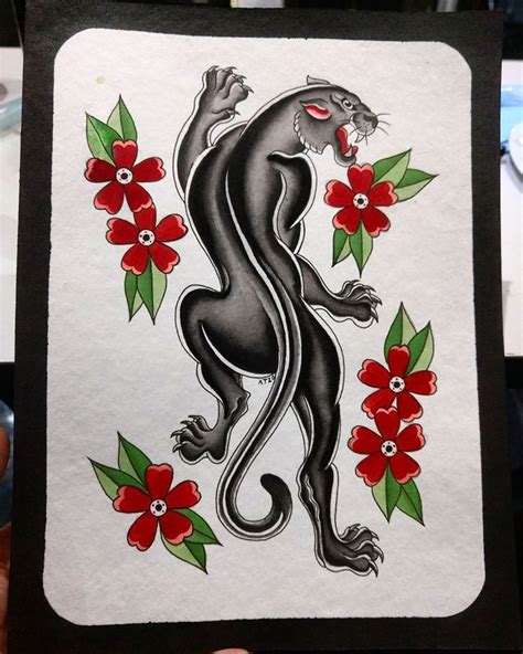 Black Panther Traditional Tattoo Flash Traditional Tattoo Flash
