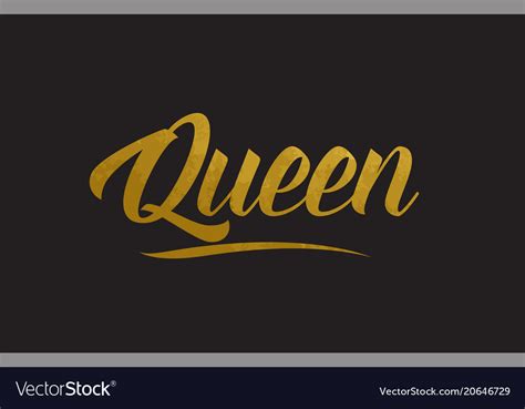 Queen Gold Word Text Typography Royalty Free Vector Image
