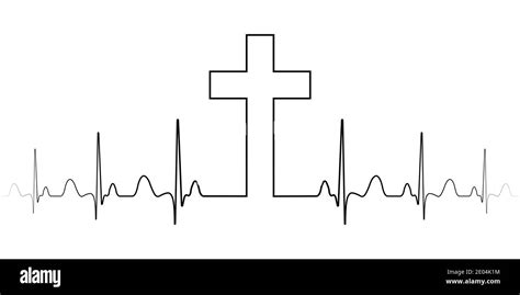 Símbolo De La Cruz Fe Cristiana Una Línea Vectorial única La Cruz Y