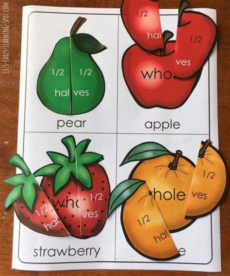 Fruit Fractions Whole Halves And Quarters Lizs Early Learning Spot