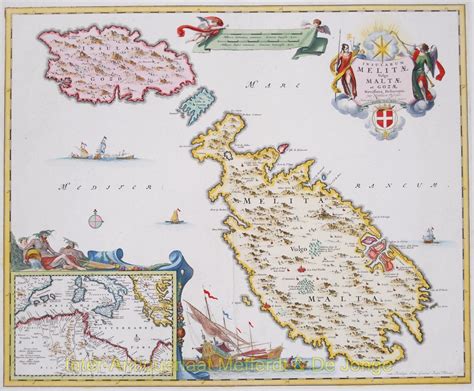 Antique Map Of Malta And Gozo Original Engraving Rare 17th