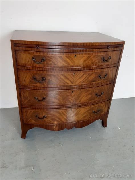 Figured Mahogany Bow Front Inlaid Chest Drawers Antiques Atlas