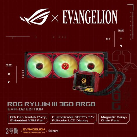 Asus Rog Ryujin Iii 360 Argb Eva 02 Edition Aio 120mm Magnetic Radiator Fans Liquid Cpu Cooler