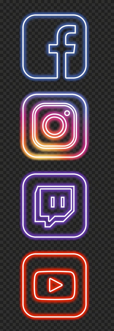 Hd Facebook Instagram Twitch Youtube Neon App Vertical Icons Png