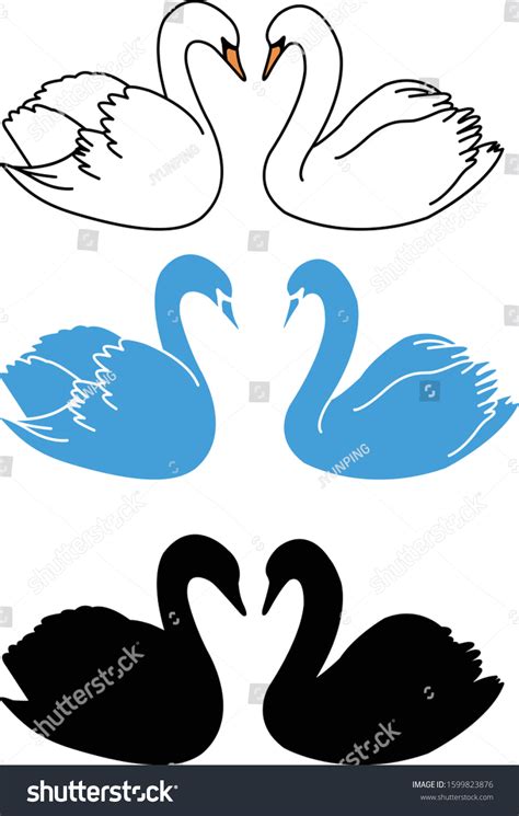 Swan Silhouette Collection Vector Illustration Stock Vector Royalty