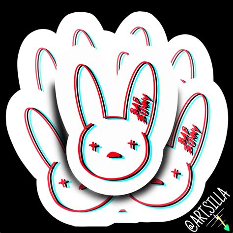 3d Bad Bunny Sticker Logo Logo Sticker Bunny Logo Bunny Art