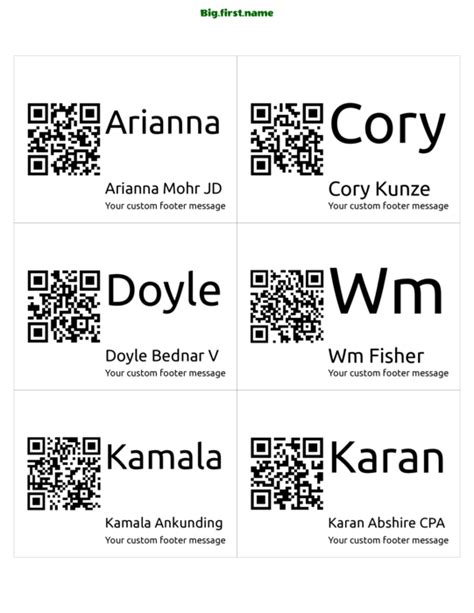 Qr Code Namebadges And Labels Big First Name