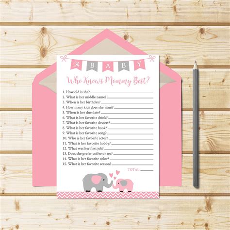 Elephant Who Knows Mommy Best Baby Shower Game Printable Etsy
