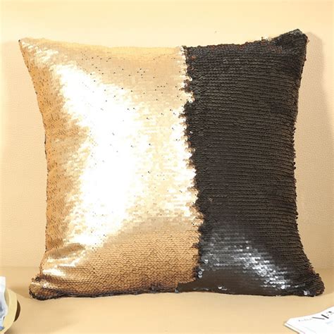 Diy Two Tone Glitter Sequins Throw Pillow Case Reversible Sequin