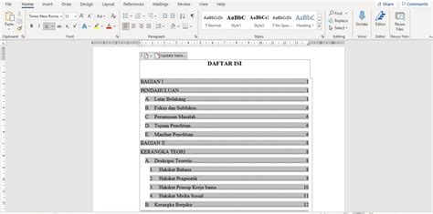 Cara Membuat Daftar Isi Pada Microsoft Word