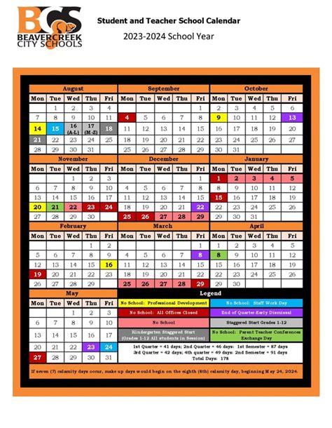 2023 2024 Calendar Beavercreek City Schools