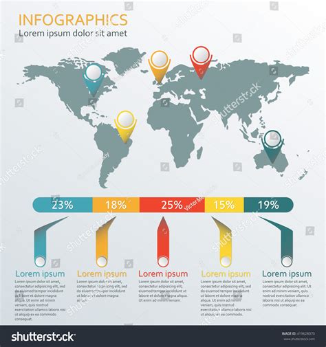 World Map Infographic Template Information Infographics Stock