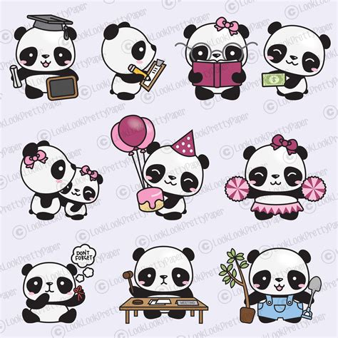 Premium Vector Clipart More Kawaii Pandas More Cute Pandas Panda Kawaii