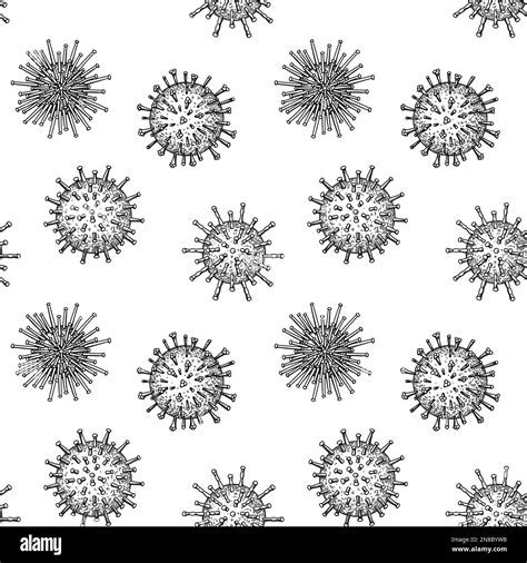 Viruses Seamless Patten Scientific Hand Drawn Vector Illustration In