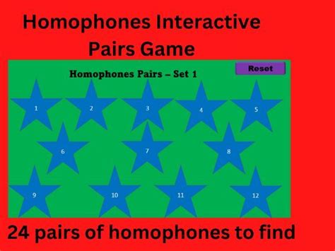 Homophones Interactive Pairs Game Teaching Resources