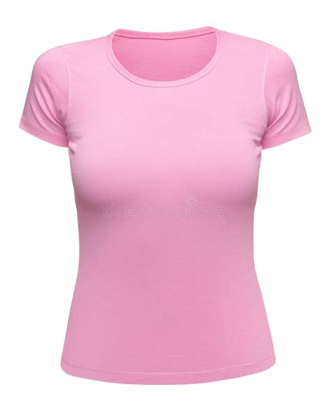 Pink T Shirt Mockup Women Isolated On White Front View Stock Image Image Of Blank Pink