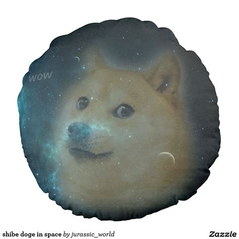 Shibe Doge In Space Round Pillow Shibe Doge Jurassic World Round Pillow