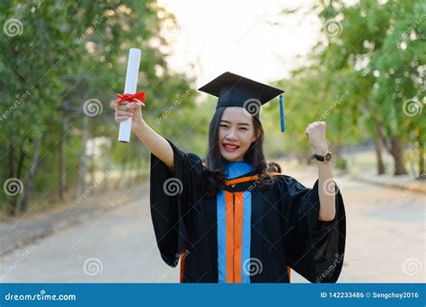 Female University Student Graduation Commencement Stock Photo Image